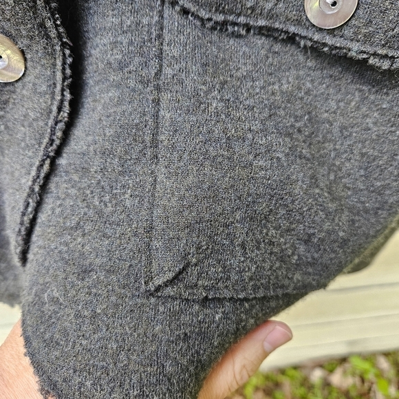 Eileen Fisher dark olive merino wool button front jacket large - Picture 6 of 9